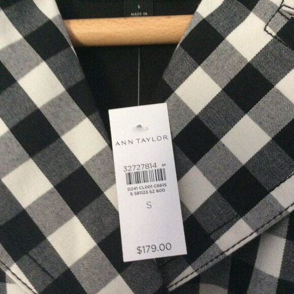 Ann Taylor Black and White Gingham Double Breasted Swing Jacket Size S NWT - Picture 6 of 8